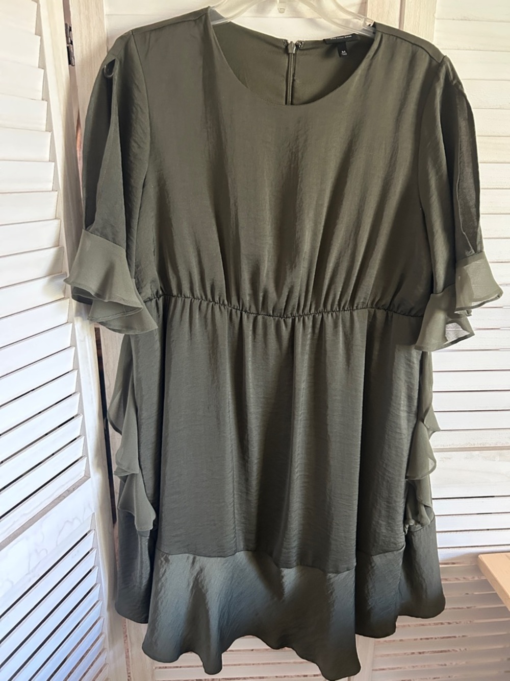 Olive Ruffle Sleeve Tunic Dress Who What Wear